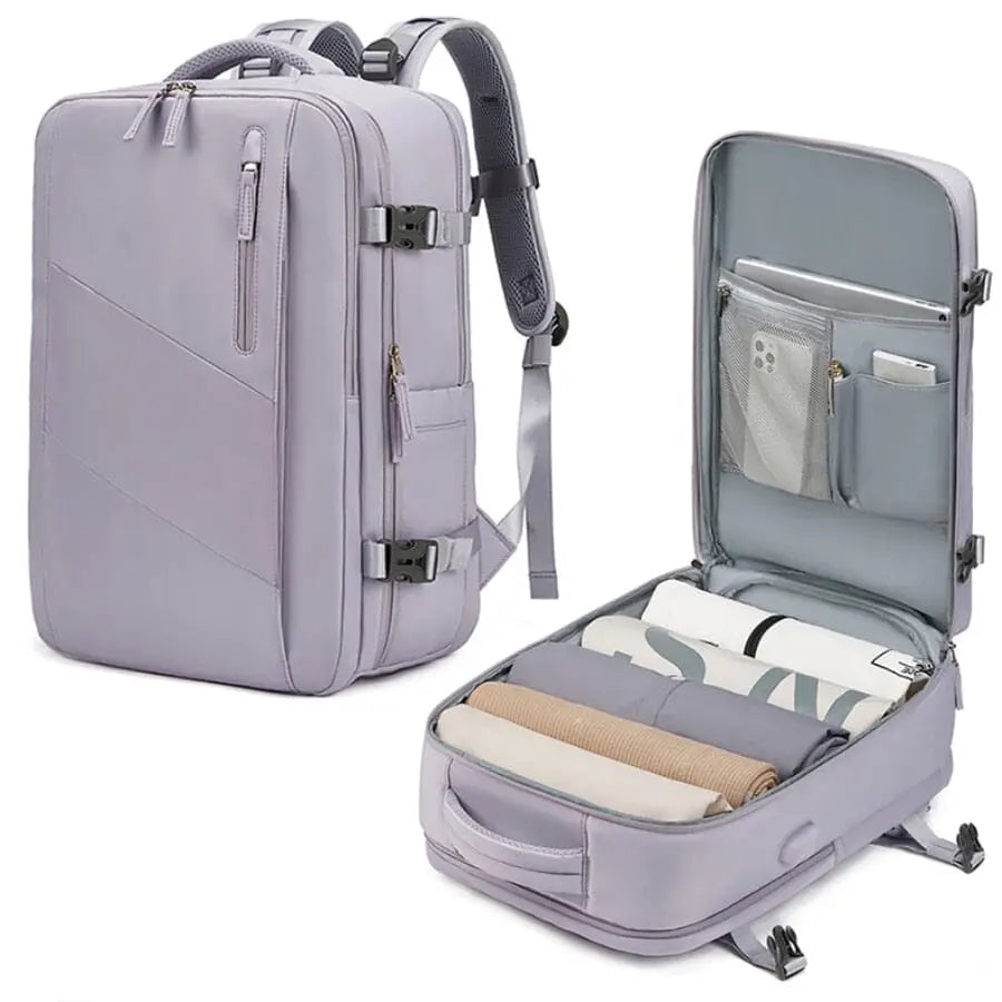 sac-a-dos-avion-cabine-495cet.jpg Sac à Dos Femme Voyage Avion Cabine Élégant Violet – Image 1