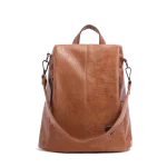 Sac à Dos Antivol Femme Cuir Camel Anita