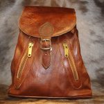 Sac à dos en cuir naturel marron