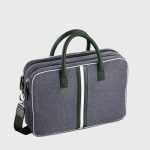 Sac ordinateur 15 pouces en tissu et cuir bleu et vert Enzo