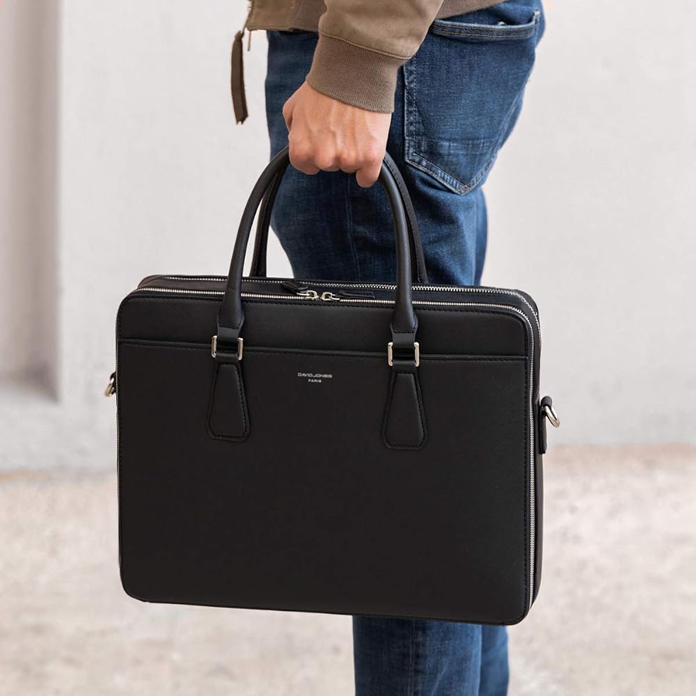 sac-homme-ordinateur-798ifw-1.jpg David Jones Sac à Main Business Porte Document Cuir PU Rigide Homme Cartable Travail Affaires Ordinateur Portable Multi Poche Professionnel Noir : Amazon.fr: Mode – Image 1